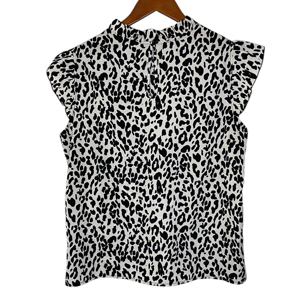 Leopard Print Ruffle Sleeve Top - Picture 5 of 10